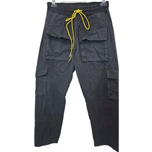 MNML Cargo Men M Streat Wear Pants Snap Button Ankles & Elastic Waistband Black